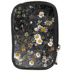 Black And White With Daisies Compact Camera Leather Case by okhismakingart