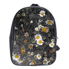 Black And White With Daisies School Bag (large) by okhismakingart