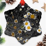 Black And White With Daisies Snowflake Ornament (Two Sides) Back