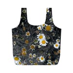 Black And White With Daisies Full Print Recycle Bag (M) Front