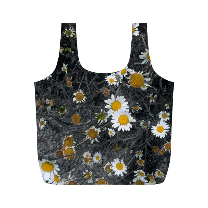 Black And White With Daisies Full Print Recycle Bag (M)