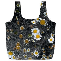 Black And White With Daisies Full Print Recycle Bag (xl) by okhismakingart