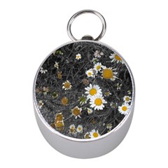 Black And White With Daisies Mini Silver Compasses by okhismakingart