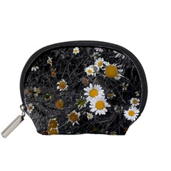 Black And White With Daisies Accessory Pouch (small) by okhismakingart