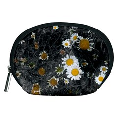 Black And White With Daisies Accessory Pouch (medium) by okhismakingart