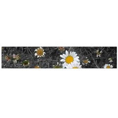 Black And White With Daisies Large Flano Scarf  by okhismakingart