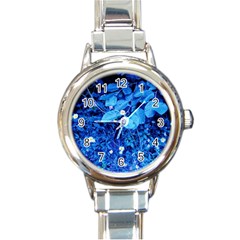 Blue Daisies Round Italian Charm Watch by okhismakingart