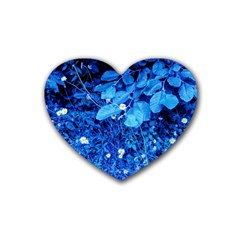 Blue Daisies Rubber Coaster (heart)  by okhismakingart