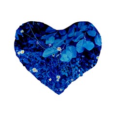 Blue Daisies Standard 16  Premium Flano Heart Shape Cushions by okhismakingart