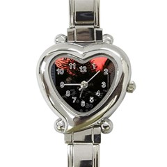 Daisies And Pink Heart Italian Charm Watch by okhismakingart