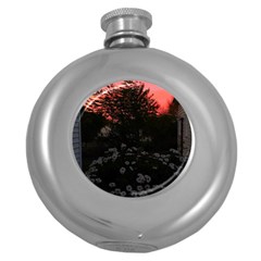 Daisies And Pink Round Hip Flask (5 Oz) by okhismakingart