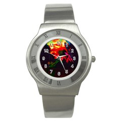 Neon Cone Flower Stainless Steel Watch by okhismakingart