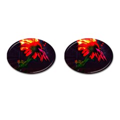 Neon Cone Flower Cufflinks (oval) by okhismakingart