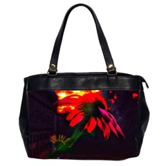 Neon Cone Flower Oversize Office Handbag (2 Sides) by okhismakingart