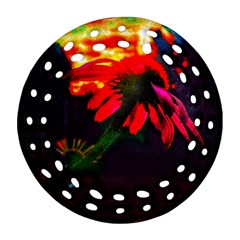 Neon Cone Flower Round Filigree Ornament (two Sides) by okhismakingart