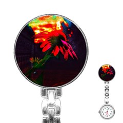 Neon Cone Flower Stainless Steel Nurses Watch by okhismakingart