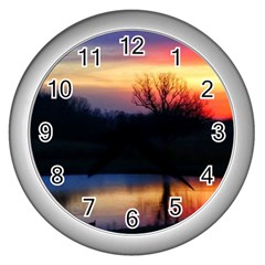 Pastel Sunrise Wall Clock (silver) by okhismakingart