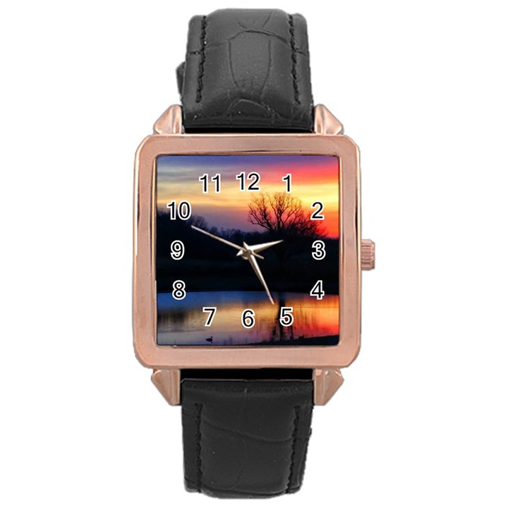 Pastel Sunrise Rose Gold Leather Watch 