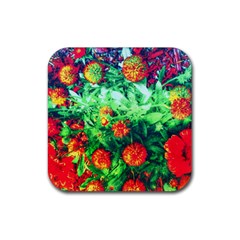 Intense Flowers Rubber Coaster (square) 