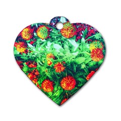 Intense Flowers Dog Tag Heart (one Side)