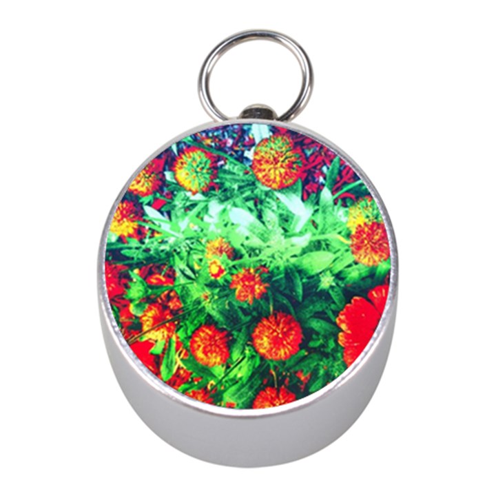 Intense Flowers Mini Silver Compasses