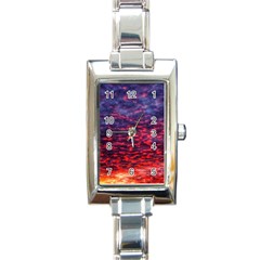 Blood Red Sunrise Rectangle Italian Charm Watch by okhismakingart