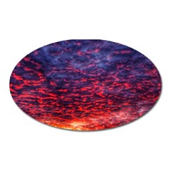 Blood Red Sunrise Oval Magnet by okhismakingart