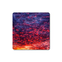 Blood Red Sunrise Square Magnet by okhismakingart