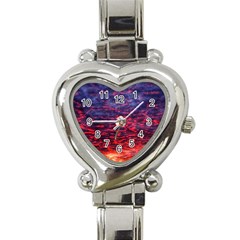 Blood Red Sunrise Heart Italian Charm Watch by okhismakingart