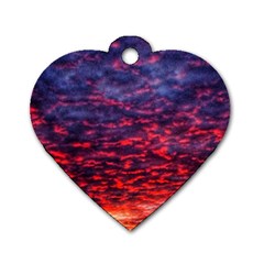 Blood Red Sunrise Dog Tag Heart (two Sides) by okhismakingart