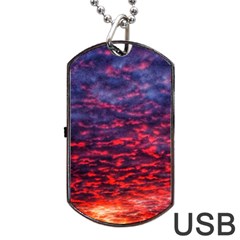 Blood Red Sunrise Dog Tag Usb Flash (two Sides) by okhismakingart