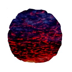 Blood Red Sunrise Standard 15  Premium Round Cushions by okhismakingart