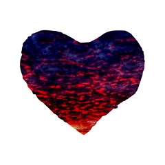 Blood Red Sunrise Standard 16  Premium Flano Heart Shape Cushions by okhismakingart