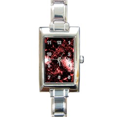 Red Thistle Rectangle Italian Charm Watch by okhismakingart