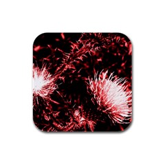 Red Thistle Rubber Square Coaster (4 Pack)  by okhismakingart