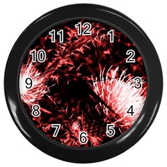 Red Thistle Wall Clock (black) by okhismakingart