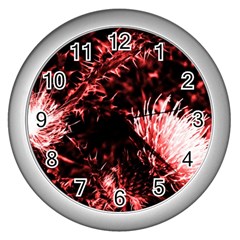 Red Thistle Wall Clock (silver) by okhismakingart