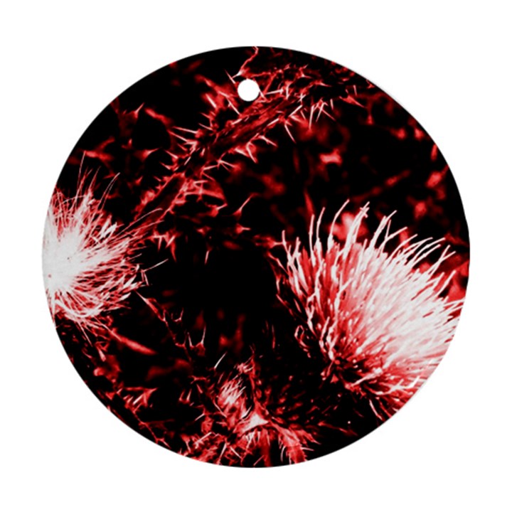 Red Thistle Round Ornament (Two Sides)