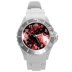 Red Thistle Round Plastic Sport Watch (l) by okhismakingart