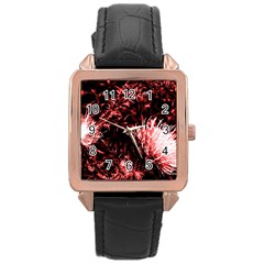 Red Thistle Rose Gold Leather Watch  by okhismakingart