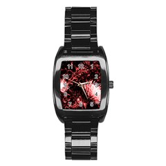 Red Thistle Stainless Steel Barrel Watch by okhismakingart