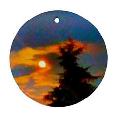 Sunrise And Fir Tree Ornament (round) by okhismakingart