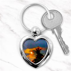 Sunrise And Fir Tree Key Chains (heart)  by okhismakingart