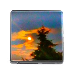 Sunrise And Fir Tree Memory Card Reader (square 5 Slot) by okhismakingart