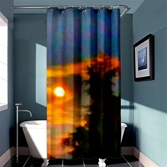 Sunrise And Fir Tree Shower Curtain 36  X 72  (stall)  by okhismakingart