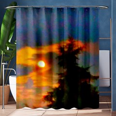 Sunrise And Fir Tree Shower Curtain 60  X 72  (medium)  by okhismakingart