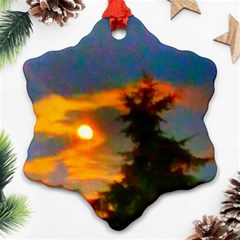 Sunrise And Fir Tree Ornament (snowflake) by okhismakingart