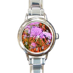 Blue Tinted Queen Anne s Lace Round Italian Charm Watch by okhismakingart