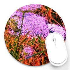 Blue Tinted Queen Anne s Lace Round Mousepads by okhismakingart