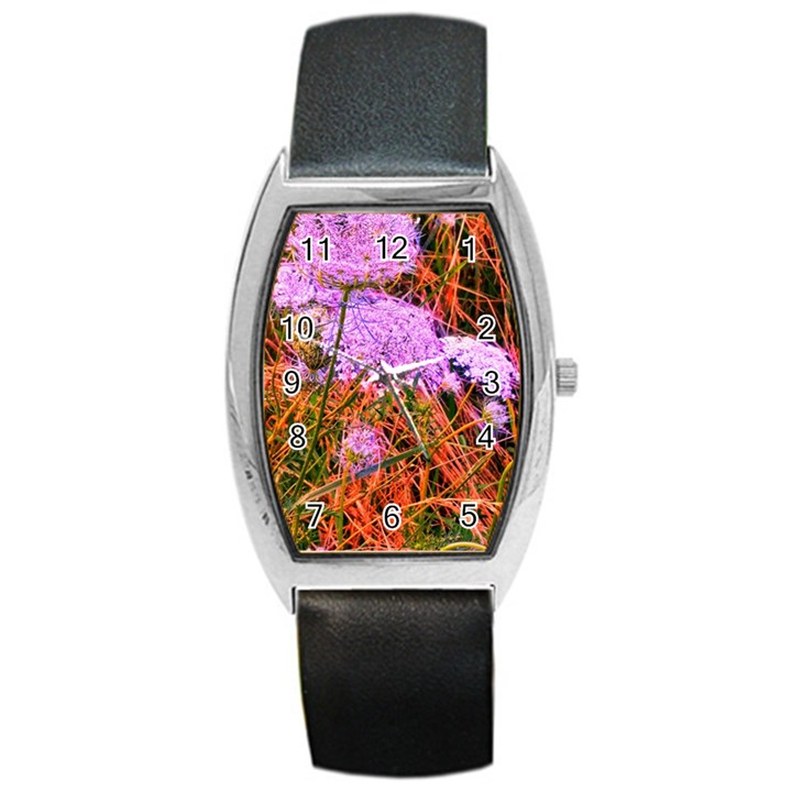 Blue Tinted Queen Anne s Lace Barrel Style Metal Watch